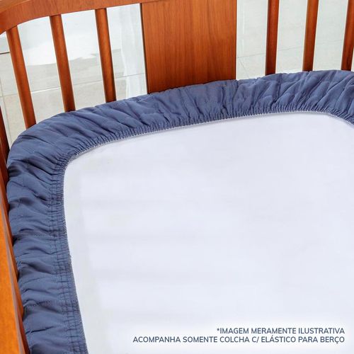 Colcha com Elástico para Berço Quadradinho Bege