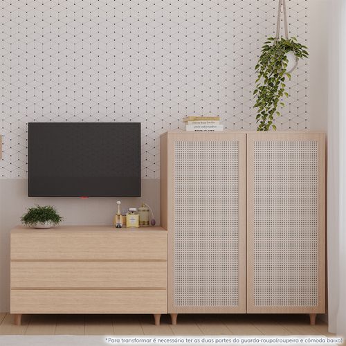 Cômoda Baixa Haus Nature Com 3 Gavetas - Carvalho