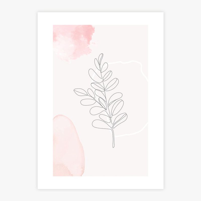 Quadro-Folha-Minimalista-com-Aquarela-Rose---Vertical-1