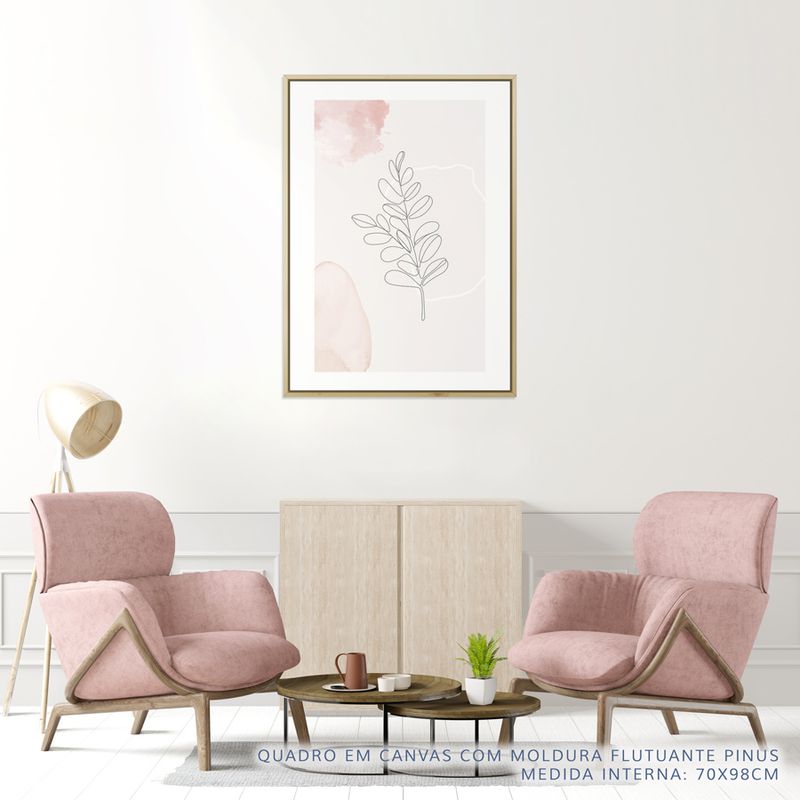 Quadro-Folha-Minimalista-com-Aquarela-Rose---Vertical-2