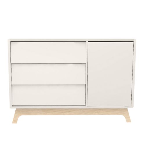 Cômoda de Bebê Raika com Porta Areia e Pé Madeira Clara