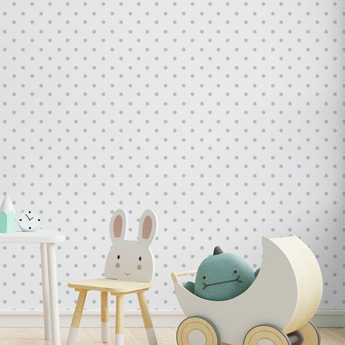 Papel de Parede Infantil Poá Azul