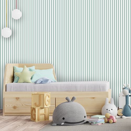 Papel de Parede Infantil Listra Fina Verde