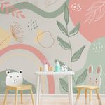 Papel-de-Parede-Infantil-Abstrato-Folhas-Tons-Terrosos---Mural-1