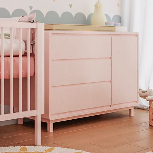 Cômoda de Bebê Nord Com Porta Rosa