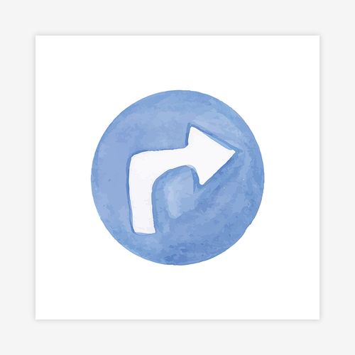 Quadro Infantil Placa Vire Azul Aquarela - Quadrado