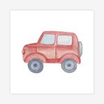 Quadro-Infantil-Jipe-Aquarela-Vermelho---Quadrado-1