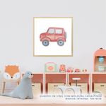 Quadro-Infantil-Jipe-Aquarela-Vermelho---Quadrado-2