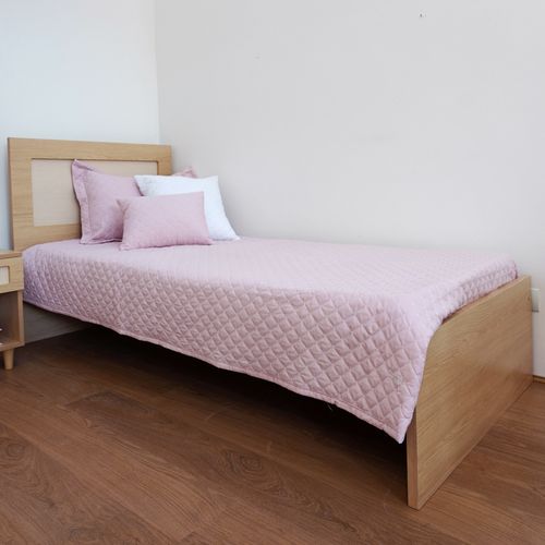 Kit Colcha Quadradinho Poá 2 Peças - Rosa Nuvem