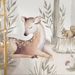 Papel-de-Parede-Infantil-Cervo-na-Floresta-Bege---Mural-2
