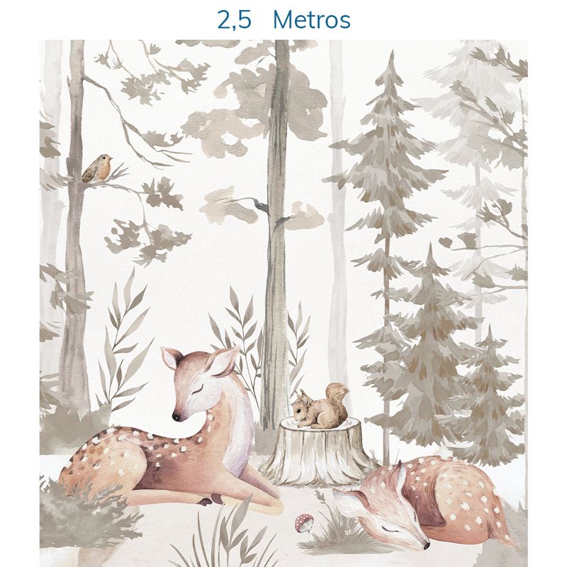 Papel-de-Parede-Infantil-Cervo-na-Floresta-Bege---Mural-3