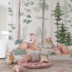 Papel-de-Parede-Infantil-Cervo-na-Floresta-Verde---Mural-1