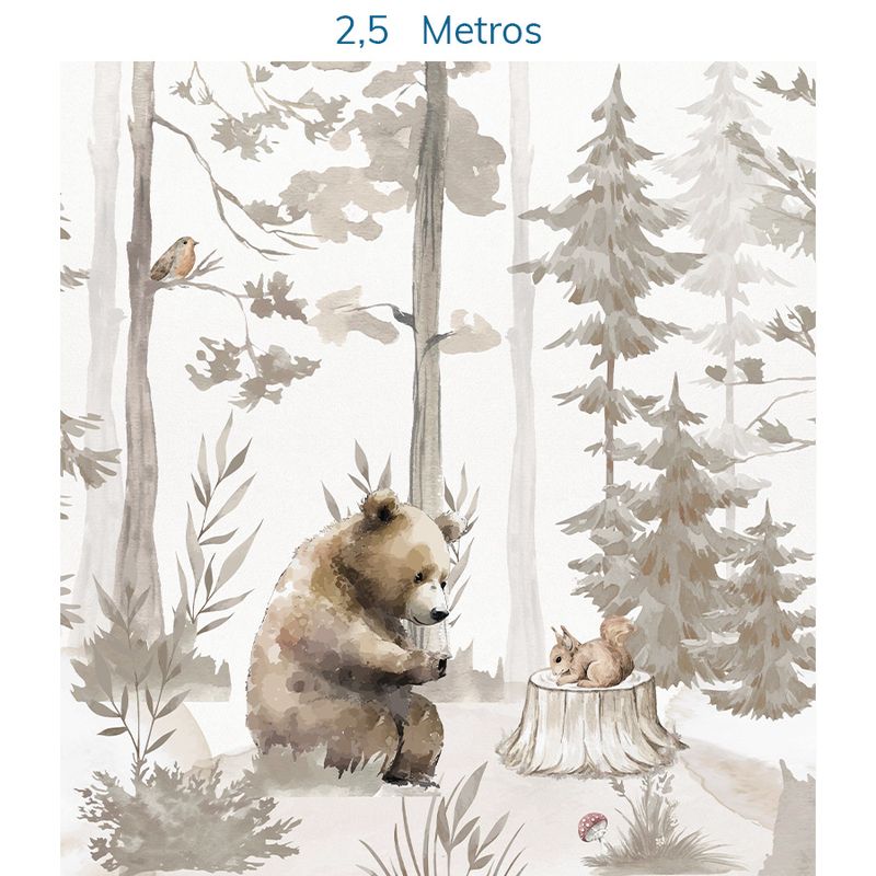 Papel-de-Parede-Infantil-Urso-na-Floresta-Bege---Mural-3