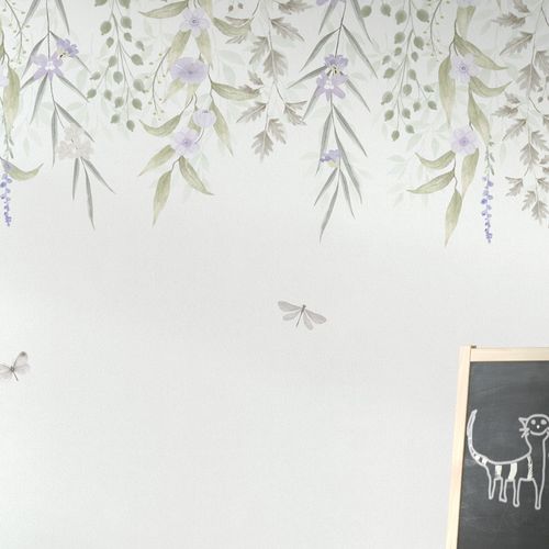Papel de Parede Infantil Jardim Suspenso do Outono Lilás - Mural
