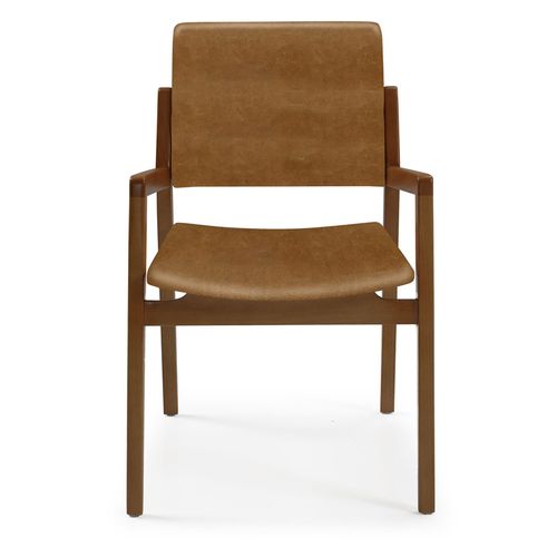 Cadeira Para Mesa de Jantar Nice Com Braço Nogueira - Caramelo
