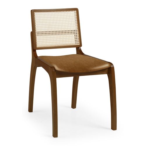 Cadeira Para Mesa de Jantar Torino Palha Natural Nogueira - Caramelo