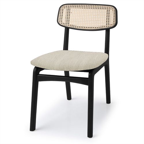 Cadeira Para Mesa de Jantar Sara Palha Natural Ebano - Cru