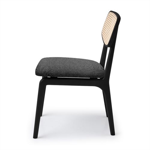 Cadeira Para Mesa de Jantar Sara Palha Natural Ebano - Cinza Chumbo