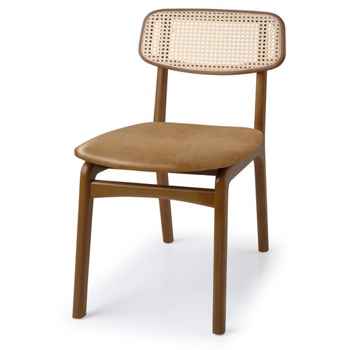Cadeira Para Mesa de Jantar Sara Palha Natural Nogueira - Caramelo