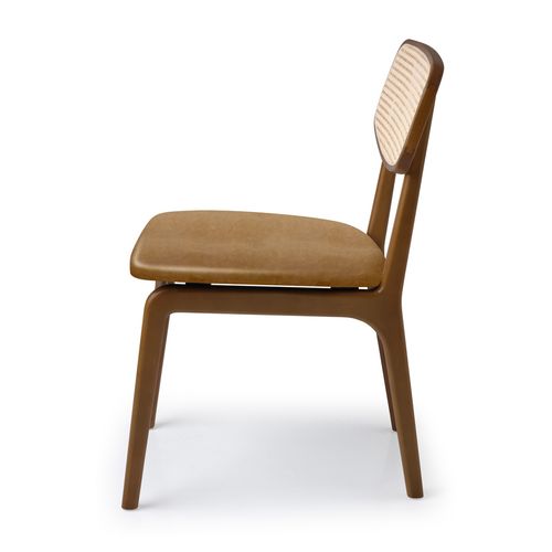 Cadeira Para Mesa de Jantar Sara Palha Natural Nogueira - Caramelo