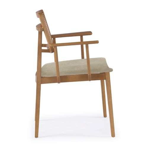 Cadeira Para Mesa de Jantar Paris Com Braço Palha Natural Freijó - Cru