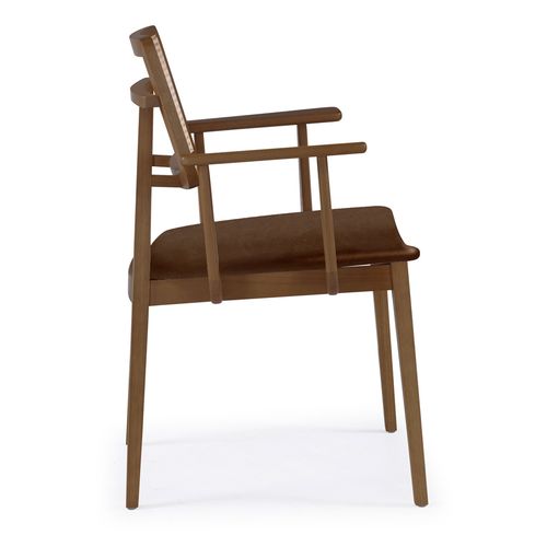 Cadeira Para Mesa de Jantar Paris Com Braço Palha Natural Nogueira - Chocolate