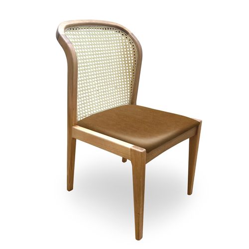 Cadeira Para Mesa de Jantar Roma Palha Sextavada - Jequitibá Natural e Caramelo
