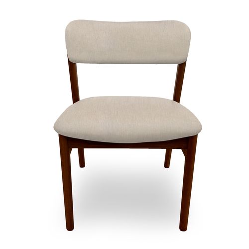 Cadeira Para Mesa de Jantar Madri - Nozes Jequitibá e Linho Bege