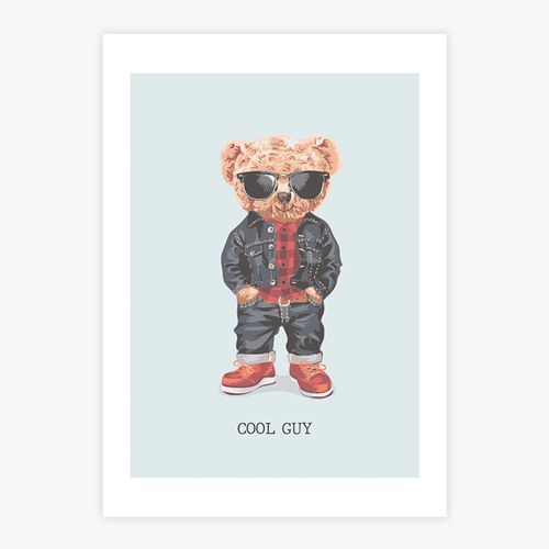 Quadro Infantil Urso Cool Guy - Vertical