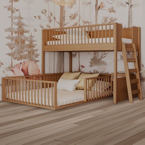 Beliche Infantil Montessoriana Com Cama de Casal Fazenda - Freijó