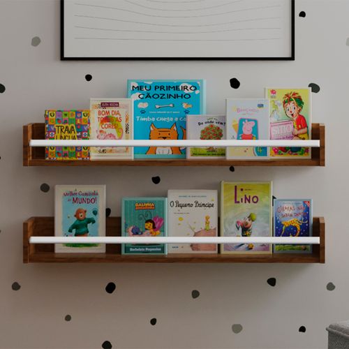 Prateleira de Livro Up 90cm - Freijó