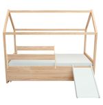 Cama-com-Casinha-Up-2-em-1-com-Cama-Auxiliar-Carvalho-e-Escorregador-Branco-4