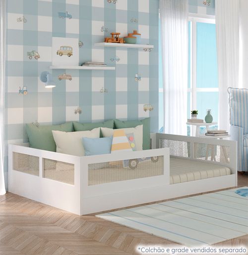 Cama Montessoriana Casal Haus Com Palha - Branco