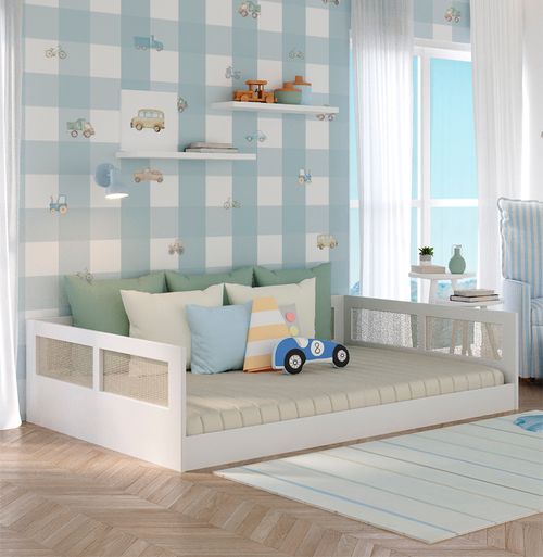 Cama Montessoriana Casal Haus Com Palha - Branco