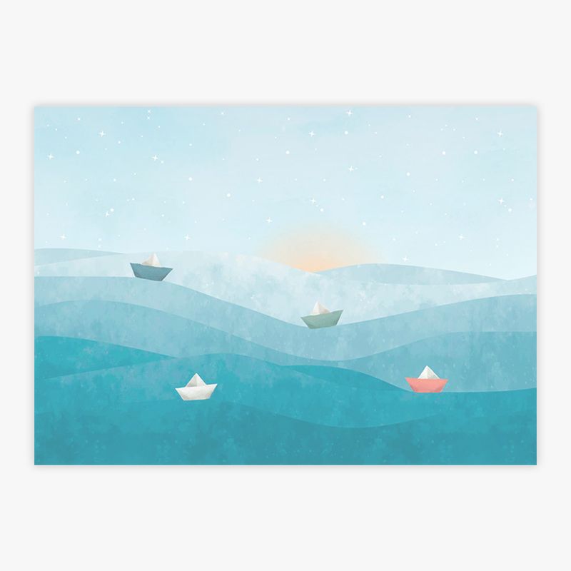Quadro-Barquinhos-de-Papel-no-Mar---Horizontal-1