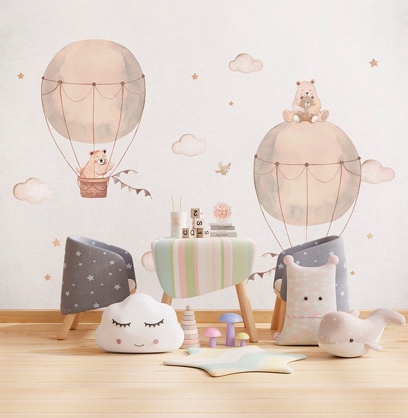 Papel-de-Parede-Adesivo-Infantil-Balao-Com-Urso-Mural---40m-x-270m---Bota-Fora-1