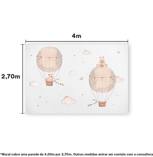 Papel de Parede Adesivo Infantil Balão Com Urso Mural - 4,0m x 2,70m - Bota Fora