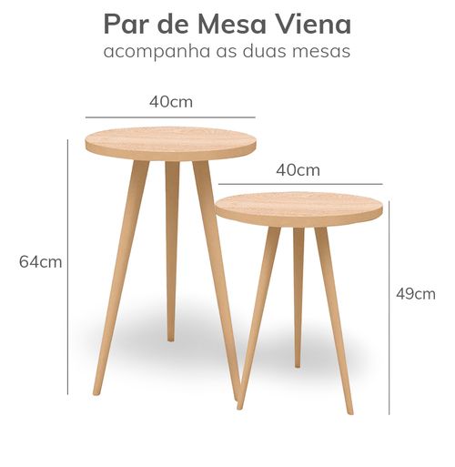 Par de Mesa de Apoio Viena - Carvalho