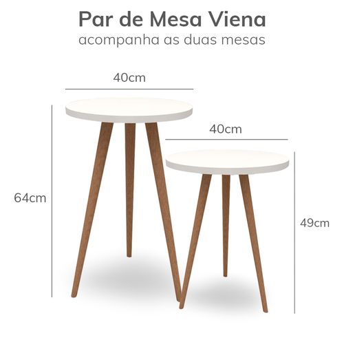 Par de Mesa de Apoio Viena Com Pé Mel - Branco