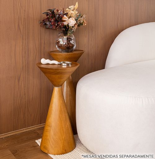 Mesa Lateral Tampo Madeira Damasco - 55cm