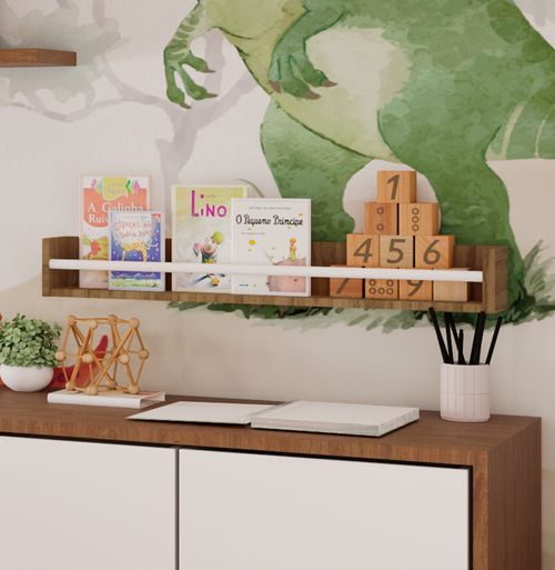 Prateleira de Livro Up 90cm - Freijó