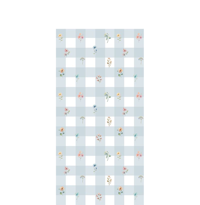 Papel-de-Parede-Infantil-Xadrez-Azul-Com-Flores-Paris-3