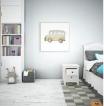 Quadro-Infantil-Onibus-Aquarela-Amarelo---Quadrado-2
