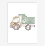 Quadro-Infantil-Caminhao-Aquarela-Verde-Claro---Vertical-1