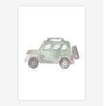 Quadro-Infantil-Jipe-Aquarela-Verde-Claro---Vertical-1