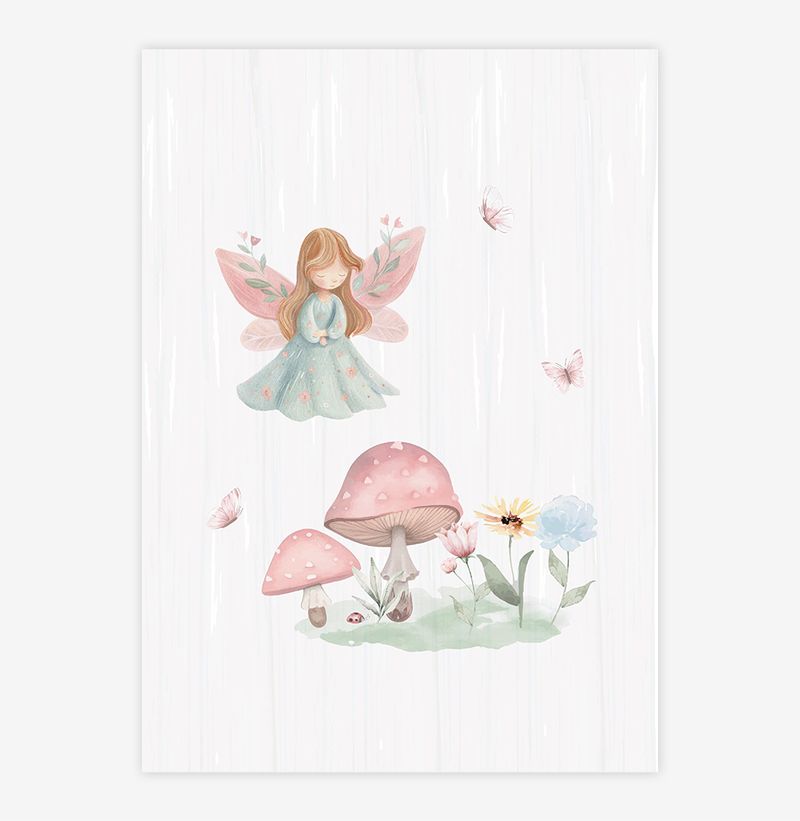 Quadro-Infantil-Fada-com-Cogumelos-Candy---Vertical-1