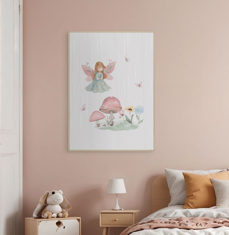 Quadro-Infantil-Fada-com-Cogumelos-Candy---Vertical-2