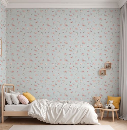 Papel de Parede Cogumelos Azul