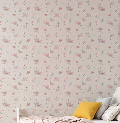 Papel de Parede Cogumelos Bege