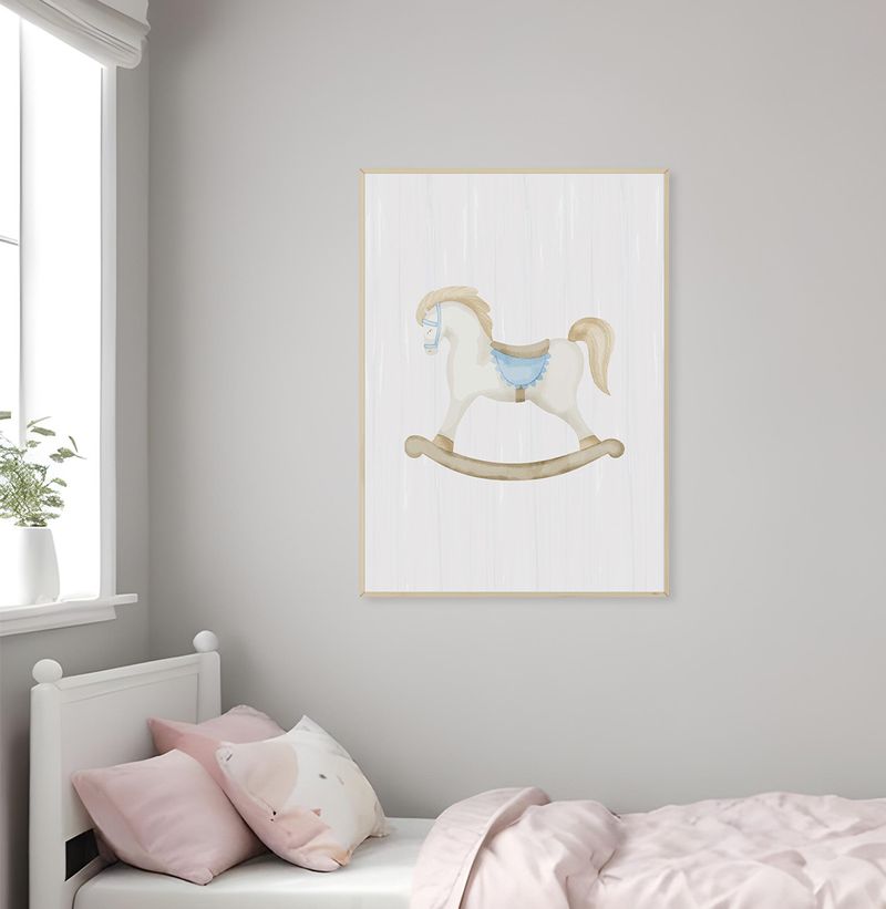 Quadro-Infantil-Cavalinho-de-Pau-Aquarela-Azul---Vertical-2